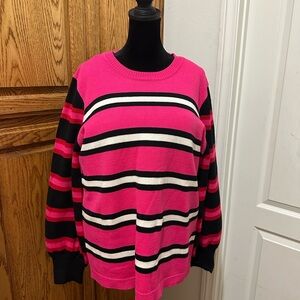 New Karl Lagerfeld Striped Pink and Black Women's Sweater